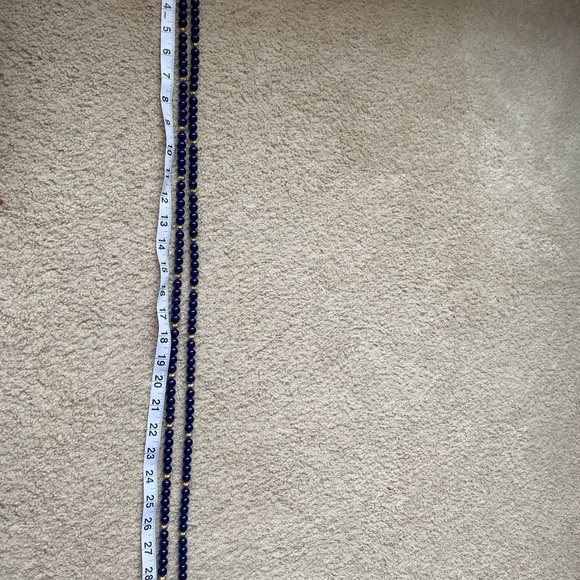 Elegant Gold and Blue Beaded Necklace - Picture 6 of 6